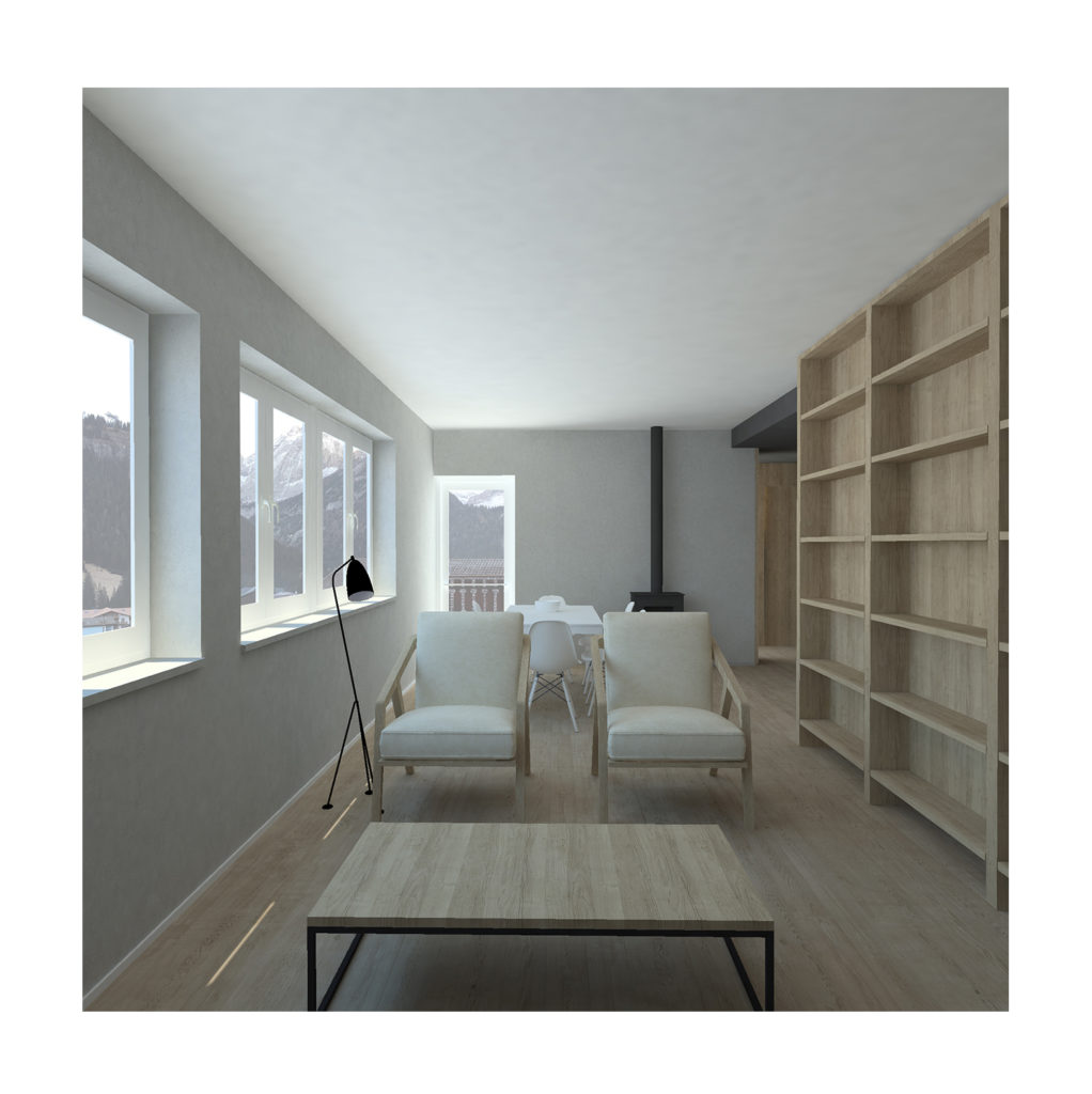 Canazei apartment interior render living area